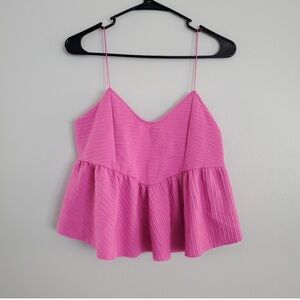 Zara | Pink Spaghetti Strap Babydoll Peplum Tank
